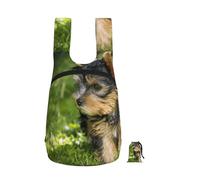 YWPCOIUYB Yorkshire Terrier Green Cute Dogs, Foldable Storage Backpack Unisex Sackpack Sport Gym Bag Casual Daypack