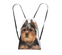 YWPCOIUYB Yorkshire Terrier Lies On White, Drawstring Sackpack Unisex String Bag Sport Gym Bag Casual Daypack Foldable Drawstring Backpack