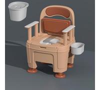 YWPYMX 2025 Portable Commode Chair, Adjustable Height Toilet with Armrests, Folding Bedside Toilet Chair, Capacity Mobile Toilet for Elderly, Adult and Disabled, Bathroom Seat Khaki