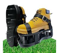 YWPYMX Lawn aerator shoes with spikes on the sole and a spring base, suitable for aerating soil in lawns, patios, and gardens. Comes with adjustable straps.