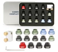 YWPYMX Size comparator kit, including 14 size inserts, universal sizes suitable for .17 to .45 calibers, precision loading consumables and equipment, and measuring tools. 14piece set