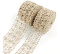 YWQHS Hollow Flower Hessian Ribbon, Linen Burlap Roll Braided Jute Ribbon for Crafts Upholstery Gimp Braided Trim, 6.5cm wide *20m