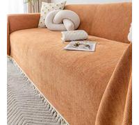 YWQJL Large Throws For Sofas, Extra Large Throws For 4 Seater Sofa, G-180x400CM, Orange, Cotton Blend, Anti-Wrinkle, Anti-Pilling, Water Resistant, Solid, Sofa Cover