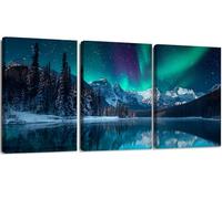 YWQQ 3 Pieces Canvas Wall Art Prints, Aurora Scenery Paintings, 30x40cm Home Wall Decoration,Modern Picture Framed Aurora Artwork Paintings for Bedroom Living Room
