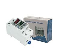 YWRWUPMGK Digital Adjustable Over & Under Voltage Protector Dual Display 40A 63A 230V Din Rail Relay Surge Limit Over Current Protection(40a)