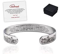 YWSM To My Husband In Heaven Memorial Bracelet - Love You Forever Bracelet, Stainless Steel Memorial Wave Engraved Cuff Bracelet Bangle, Memorial Jewelry Gifts (Silver A)