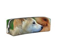 YWSOTRE Akita Inu Bokeh Pets Dogs Akita Inu, Pencil Pouch Pen Case Portable Leather Pencil Bag with Zipper Cosmetic Pouch Bag
