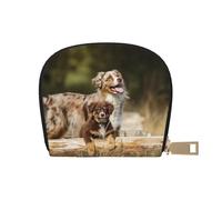 YWSOTRE Australian Shepherd Dogs Aussie Brown Dogs, Pu Leather Shell Card Bag Stylish Credit Card Holder Wallet Card Case
