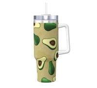 YWSOTRE Avocado Dot Brown,40OZ Ice Bully Cup with Handle Stainless Steel Mug Water Bottle