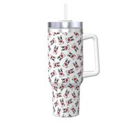 YWSOTRE Cartoon Heart French Bulldog Valentine,40OZ Ice Bully Cup with Handle Stainless Steel Mug Water Bottle