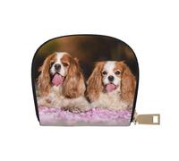 YWSOTRE Cavalier King Charles Spaniel White Brown Dogs, Pu Leather Shell Card Bag Stylish Credit Card Holder Wallet Card Case