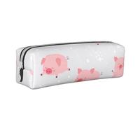 YWSOTRE Cheerful Cute Little Pigs, Pencil Pouch Pen Case Portable Leather Pencil Bag with Zipper Cosmetic Pouch Bag