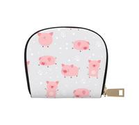 YWSOTRE Cheerful Cute Little Pigs, Pu Leather Shell Card Bag Stylish Credit Card Holder Wallet Card Case