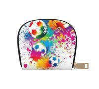 YWSOTRE Colored Splashes All Over The Soccer, Pu Leather Shell Card Bag Stylish Credit Card Holder Wallet Card Case