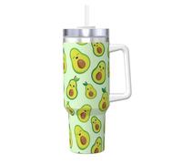 YWSOTRE Cute Avocado Printed,40OZ Ice Bully Cup with Handle Stainless Steel Mug Water Bottle