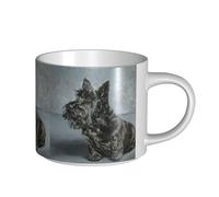 YWSOTRE Cute Black Scottish Terrier Dog Art, Large-Capacity Ceramics Mug Tea Cup Coffee Mugs Ceramic Cup 450 ml