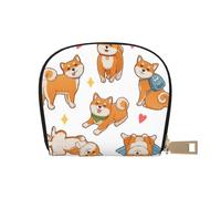 YWSOTRE Cute Funny Shiba Inu, Pu Leather Shell Card Bag Stylish Credit Card Holder Wallet Card Case