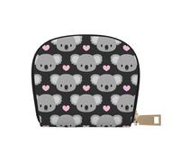 YWSOTRE Cute Koalas and Pink Hearts, Pu Leather Shell Card Bag Stylish Credit Card Holder Wallet Card Case