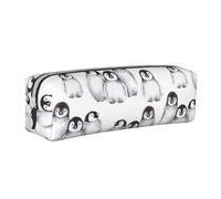 YWSOTRE Cute Little Penguin in Winter, Pencil Pouch Pen Case Portable Leather Pencil Bag with Zipper Cosmetic Pouch Bag