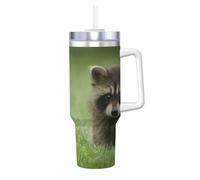 YWSOTRE Cute Raccoon Fashion Printed,40OZ Ice Bully Cup with Handle Stainless Steel Mug Water Bottle