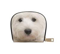 YWSOTRE Cute Westie Puppy, Pu Leather Shell Card Bag Stylish Credit Card Holder Wallet Card Case