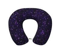 YWSOTRE Dark Amethyst Purple Glitter,Memory Foam Travel Pillow Airplane Neck Pillow Car Home Office Camping