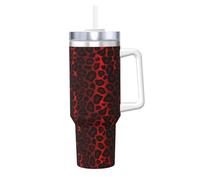 YWSOTRE Dark Red Leopard Animal Print,40OZ Ice Bully Cup with Handle Stainless Steel Mug Water Bottle