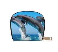 YWSOTRE Dolphins Jumping Winter, Pu Leather Shell Card Bag Stylish Credit Card Holder Wallet Card Case