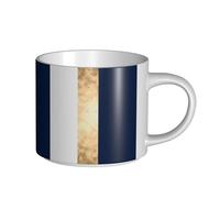 YWSOTRE Elegant Faux Gold Navy Blue White Stripes Accent, Large-Capacity Ceramics Mug Tea Cup Coffee Mugs Ceramic Cup 450 ml