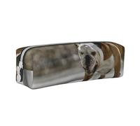 YWSOTRE English Bulldogs Bokeh Skateboard Pets English, Pencil Pouch Pen Case Portable Leather Pencil Bag with Zipper Cosmetic Pouch Bag