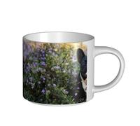 YWSOTRE French Bulldog Stands in Flowers Design, Large-Capacity Ceramics Mug Tea Cup Coffee Mugs Ceramic Cup 450 ml