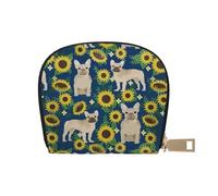 YWSOTRE French Bulldog Sunflowers, Pu Leather Shell Card Bag Stylish Credit Card Holder Wallet Card Case