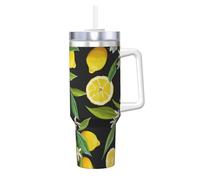 YWSOTRE Fruit Lemon Pattern,40OZ Ice Bully Cup with Handle Stainless Steel Mug Water Bottle