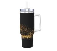 YWSOTRE Gold Black Sand Print,40OZ Ice Bully Cup with Handle Stainless Steel Mug Water Bottle