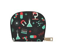 YWSOTRE Green Chemistry and Science Patterns, Pu Leather Shell Card Bag Stylish Credit Card Holder Wallet Card Case
