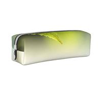 YWSOTRE Green Leaf Reflecting in River Water, Pencil Pouch Pen Case Portable Leather Pencil Bag with Zipper Cosmetic Pouch Bag