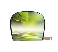 YWSOTRE Green Leaf Reflecting in River Water, Pu Leather Shell Card Bag Stylish Credit Card Holder Wallet Card Case