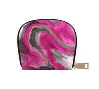YWSOTRE Magenta Black Grey Jewel Tone Fluid Art Swirl, Pu Leather Shell Card Bag Stylish Credit Card Holder Wallet Card Case
