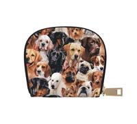 YWSOTRE Many Dogs Aprons, Pu Leather Shell Card Bag Stylish Credit Card Holder Wallet Card Case