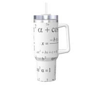 YWSOTRE Mathematics and Geometry School with Scientific Formulas Chalk Board Style,40OZ Ice Bully Cup with Handle Stainless Steel Mug Water Bottle