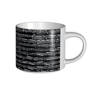YWSOTRE Music Notes On Black, Large-Capacity Ceramics Mug Tea Cup Coffee Mugs Ceramic Cup 450 ml