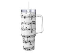 YWSOTRE Musical Notes On The Clef,40OZ Ice Bully Cup with Handle Stainless Steel Mug Water Bottle