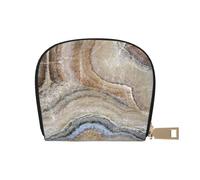YWSOTRE Onyx Stone Pale Blue Print, Pu Leather Shell Card Bag Stylish Credit Card Holder Wallet Card Case