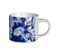 YWSOTRE Pretty White Flowers Blue Pattern, Large-Capacity Ceramics Mug Tea Cup Coffee Mugs Ceramic Cup 450 ml