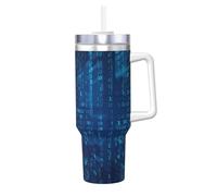 YWSOTRE Programmer Blue Binary Code,40OZ Ice Bully Cup with Handle Stainless Steel Mug Water Bottle