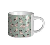 YWSOTRE Pug Dogs Sitting, Large-Capacity Ceramics Mug Tea Cup Coffee Mugs Ceramic Cup 450 ml