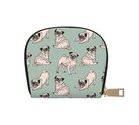 YWSOTRE Pug Dogs Sitting, Pu Leather Shell Card Bag Stylish Credit Card Holder Wallet Card Case