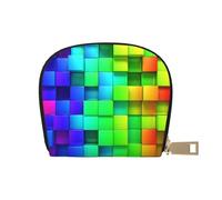 YWSOTRE Rainbow Color Plaid, Pu Leather Shell Card Bag Stylish Credit Card Holder Wallet Card Case