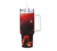 YWSOTRE Red Flame Printed,40OZ Ice Bully Cup with Handle Stainless Steel Mug Water Bottle