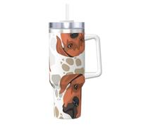 YWSOTRE Rhodesian Ridgeback with Love,40OZ Ice Bully Cup with Handle Stainless Steel Mug Water Bottle